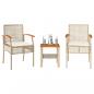 Preview: ARDEBO.de - 3-tlg. Bistro-Set mit Kissen Beige Poly Rattan Akazienholz