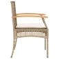 Preview: 3-tlg. Bistro-Set mit Kissen Beige Poly Rattan Akazienholz