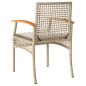 Preview: 3-tlg. Bistro-Set mit Kissen Beige Poly Rattan Akazienholz
