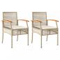 Preview: Gartenstühle mit Kissen 2 Stk. Beige Poly Rattan Akazienholz