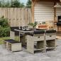 Preview: ARDEBO.de - 9-tlg. Garten-Essgruppe mit Kissen Hellgrau Poly Rattan