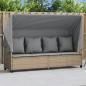 Preview: ARDEBO.de - Sonnenliege mit Dach und Kissen Beige Poly Rattan