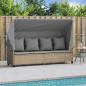 Preview: Sonnenliege mit Dach und Kissen Beige Poly Rattan