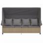 Preview: Sonnenliege mit Dach und Kissen Beige Poly Rattan