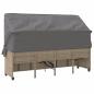Preview: Sonnenliege mit Dach und Kissen Beige Poly Rattan