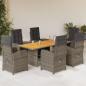 Preview: ARDEBO.de - 7-tlg. Garten-Essgruppe mit Kissen Grau Poly Rattan