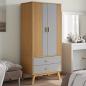 Preview: ARDEBO.de - Kleiderschrank OLDEN Grau Braun 76,5x53x172cm Massivholz Kiefer