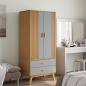 Preview: Kleiderschrank OLDEN Grau Braun 76,5x53x172cm Massivholz Kiefer
