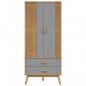 Preview: Kleiderschrank OLDEN Grau Braun 76,5x53x172cm Massivholz Kiefer