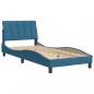 Preview: Bettgestell mit Kopfteil Blau 90x190 cm Samt
