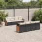 Preview: ARDEBO.de - 9-tlg. Garten-Sofagarnitur mit Kissen Schwarz Poly Rattan