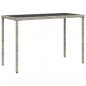Preview: Gartentisch mit Glasplatte Hellgrau 115x54x74 cm Poly Rattan