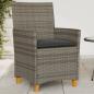 Preview: ARDEBO.de - Gartenstühle mit Kissen 2 Stk. Grau Poly Rattan Massivholz