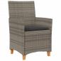 Preview: Gartenstühle mit Kissen 2 Stk. Grau Poly Rattan Massivholz