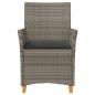 Preview: Gartenstühle mit Kissen 2 Stk. Grau Poly Rattan Massivholz