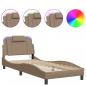 Preview: Bettgestell mit LED Cappuccino-Braun 90x200 cm Kunstleder