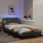 Preview: Bettgestell mit LED Hellgrau 100x200 cm Stoff