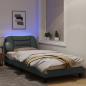 Preview: Bettgestell mit LED Hellgrau 90x190 cm Stoff