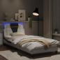 Preview: Bettgestell mit LED Weiß und Schwarz 90x190 cm Kunstleder
