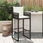 Preview: ARDEBO.de - Garten-Barhocker mit Kissen 2 Stk. Schwarz Poly Rattan