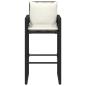 Preview: Garten-Barhocker mit Kissen 2 Stk. Schwarz Poly Rattan