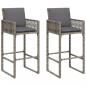 Preview: Garten-Barhocker mit Kissen 2 Stk. Grau Poly Rattan