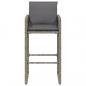 Preview: Garten-Barhocker mit Kissen 2 Stk. Grau Poly Rattan