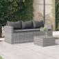 Preview: ARDEBO.de - Gartensofa 3-Sitzer mit Kissen Grau Poly Rattan