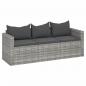 Preview: Gartensofa 3-Sitzer mit Kissen Grau Poly Rattan