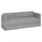 Preview: Gartensofa 3-Sitzer mit Kissen Grau Poly Rattan