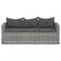 Preview: Gartensofa 3-Sitzer mit Kissen Grau Poly Rattan