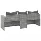 Preview: Gartensofa 3-Sitzer mit Kissen Grau Poly Rattan