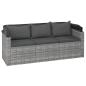Preview: 3-Sitzer-Gartensofa mit Dach und Fußhocker Grau Poly Rattan