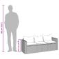 Preview: 3-Sitzer-Gartensofa mit Dach und Fußhocker Grau Poly Rattan