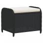 Preview: Gartenhocker mit Kissen Schwarz 58x46x46 cm Poly Rattan