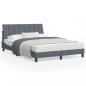 Preview: ARDEBO.de - Bettgestell mit LED-Leuchten Dunkelgrau 140x190 cm Samt
