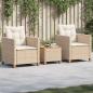 Preview: ARDEBO.de - 3-tlg. Bistro-Set mit Kissen Beige Poly Rattan Akazienholz