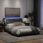 Preview: Bettgestell mit LED Hellgrau 120x200 cm Stoff