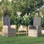 Preview: ARDEBO.de - Garten-Liegestühle mit Kissen 2 Stk. Grau Poly Rattan
