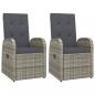 Preview: Garten-Liegestühle mit Kissen 2 Stk. Grau Poly Rattan