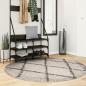 Preview: ARDEBO.de - Teppich Shaggy Hochflor Modern Beige und Anthrazit Ø 160 cm