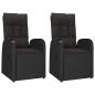 Preview: Gartensessel mit Kissen 2 Stk. Verstellbar Schwarz Poly Rattan