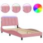 Preview: Bettgestell mit LED-Leuchten Rosa 100x200 cm Samt