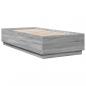 Preview: Bettgestell mit LED Grau Sonoma 100x200 cm Holzwerkstoff