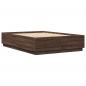 Preview: ARDEBO.de - Bettgestell mit LED Braun Eichen-Optik 120x200 cm Holzwerkstoff