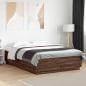 Preview: Bettgestell mit LED Braun Eichen-Optik 120x200 cm Holzwerkstoff