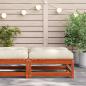 Preview: Gartenhocker mit Kissen Wachsbraun Massivholz Kiefer