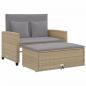 Preview: Gartensofa mit Kissen 2-Sitzer Beige Poly Rattan