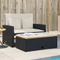 Preview: ARDEBO.de - Gartensofa mit Kissen 2-Sitzer Schwarz Poly Rattan&Akazienholz