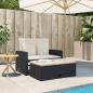 Preview: Gartensofa mit Kissen 2-Sitzer Schwarz Poly Rattan&Akazienholz
